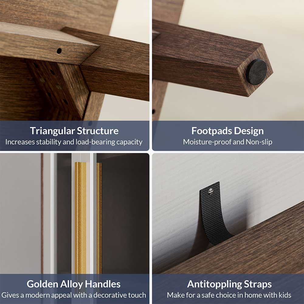 Troy 32" Modern Curio Buffet Cabinet with Glass Doors