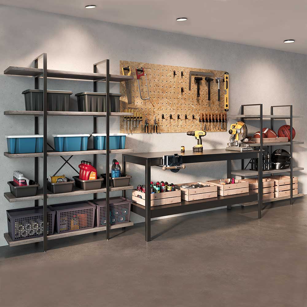 70" Tall 5-Tier Industrial Bookshelf