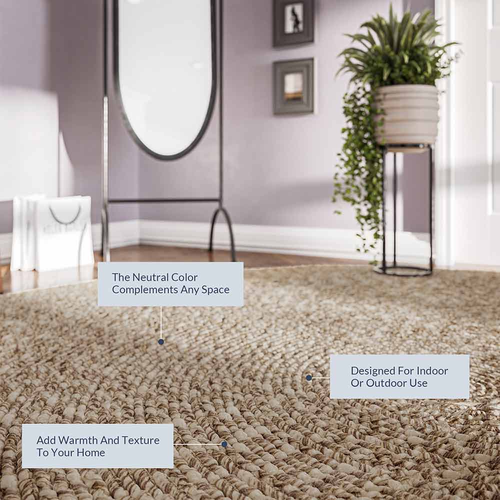 Braided Indoor/Outdoor Area Rug,8FT,6FT