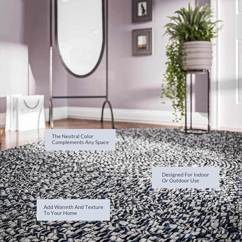 Braided Indoor/Outdoor Area Rug,8FT,6FT