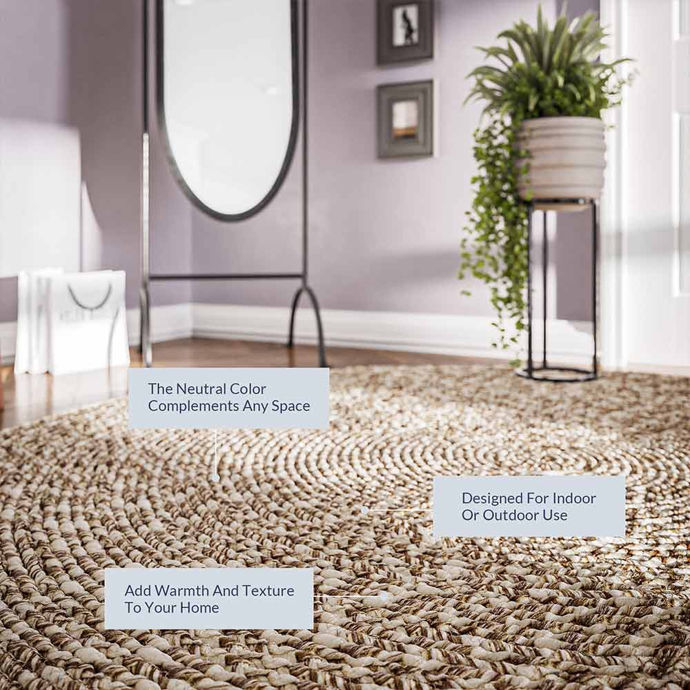 Braided Indoor/Outdoor Area Rug,8FT,6FT