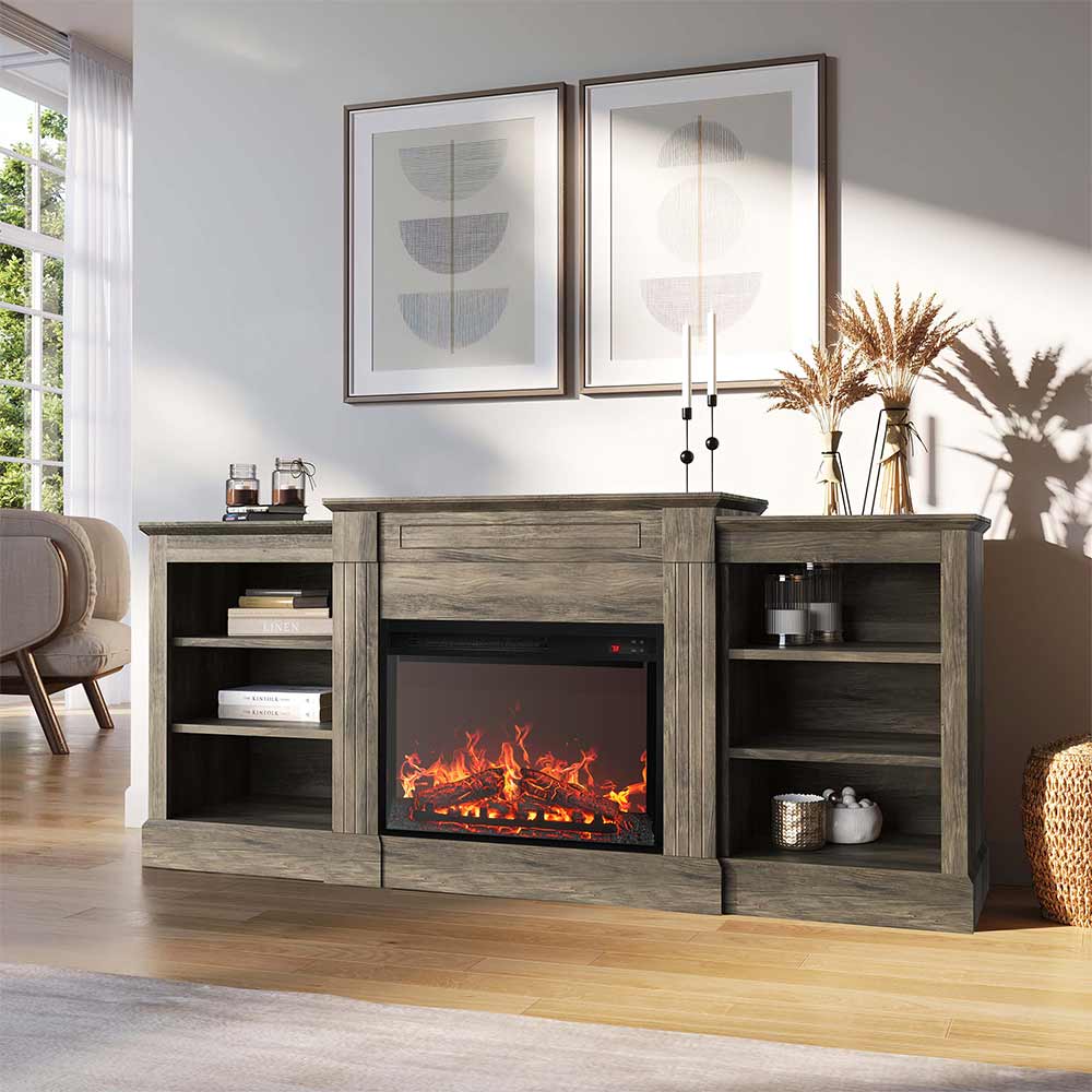 Lenore 66" Glass Door Electric Fireplace TV Stand