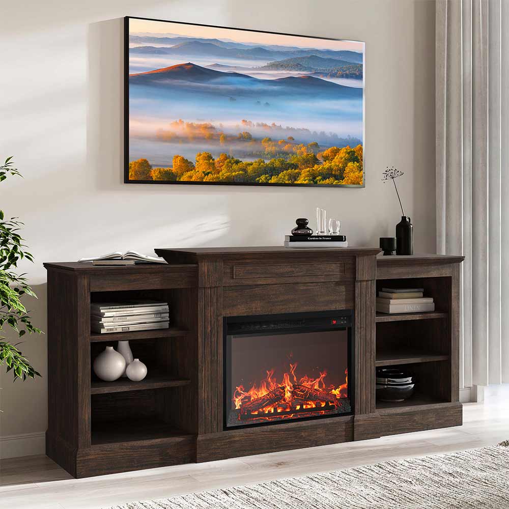 Lenore 66" Glass Door Electric Fireplace TV Stand