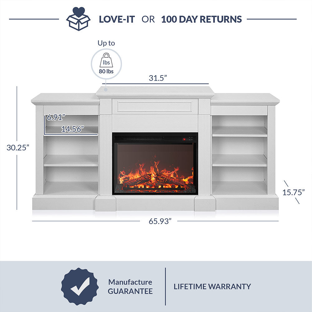 Lenore Modern TV Stand with Fireplace for 65+ Inch TV