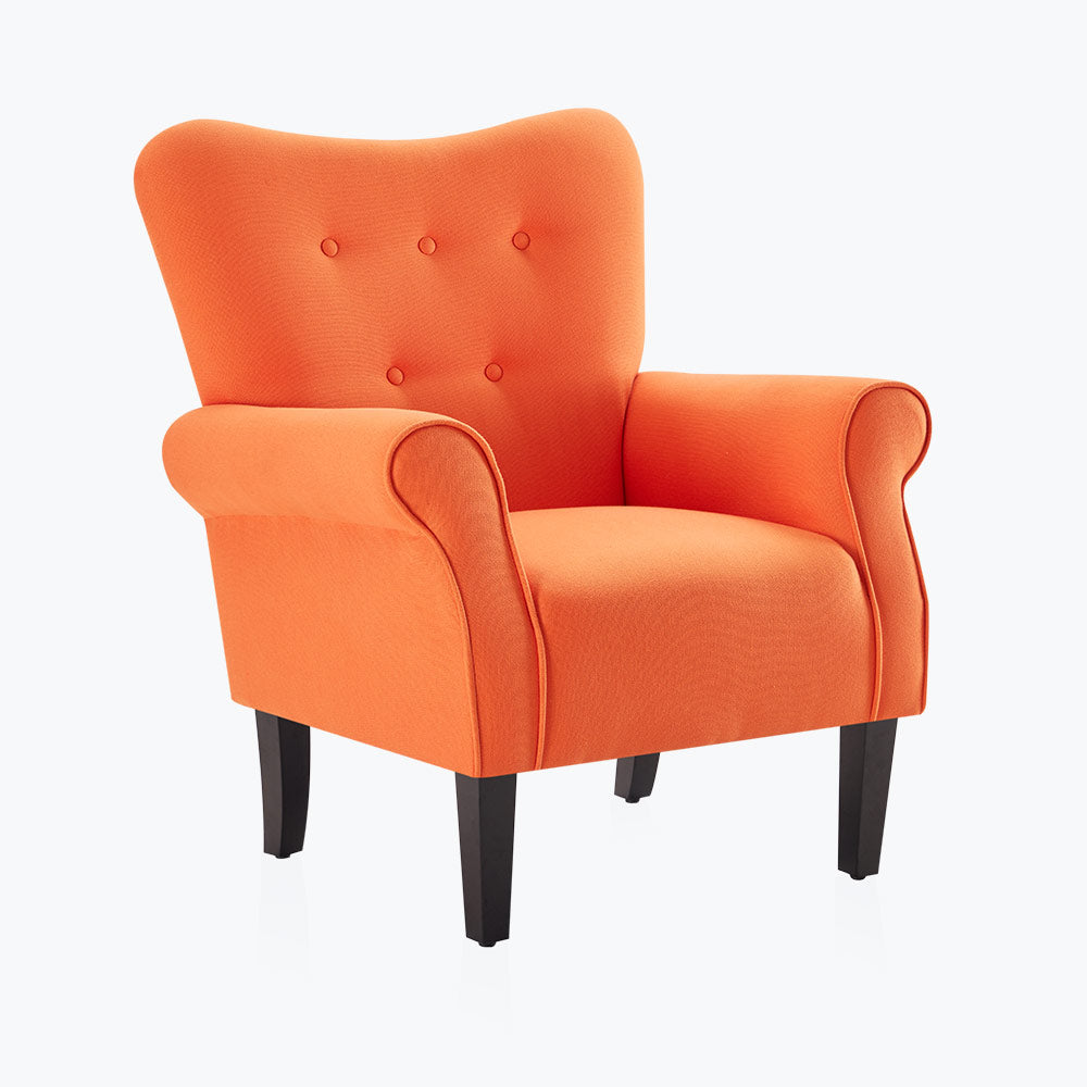 Allston Armchair Floral Design Padded Armrests Dark Wood Legs