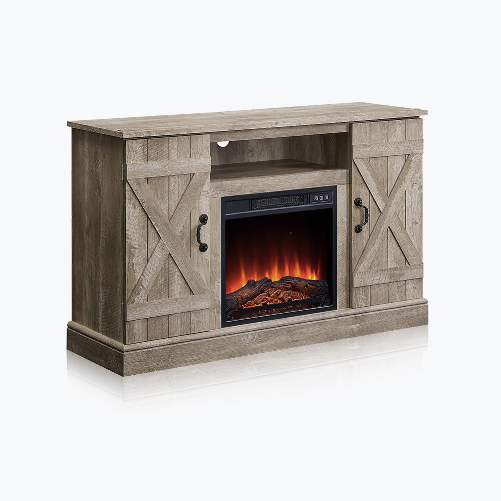 Veropeso 47" Barn Door Farmhouse Fireplace TV Stand