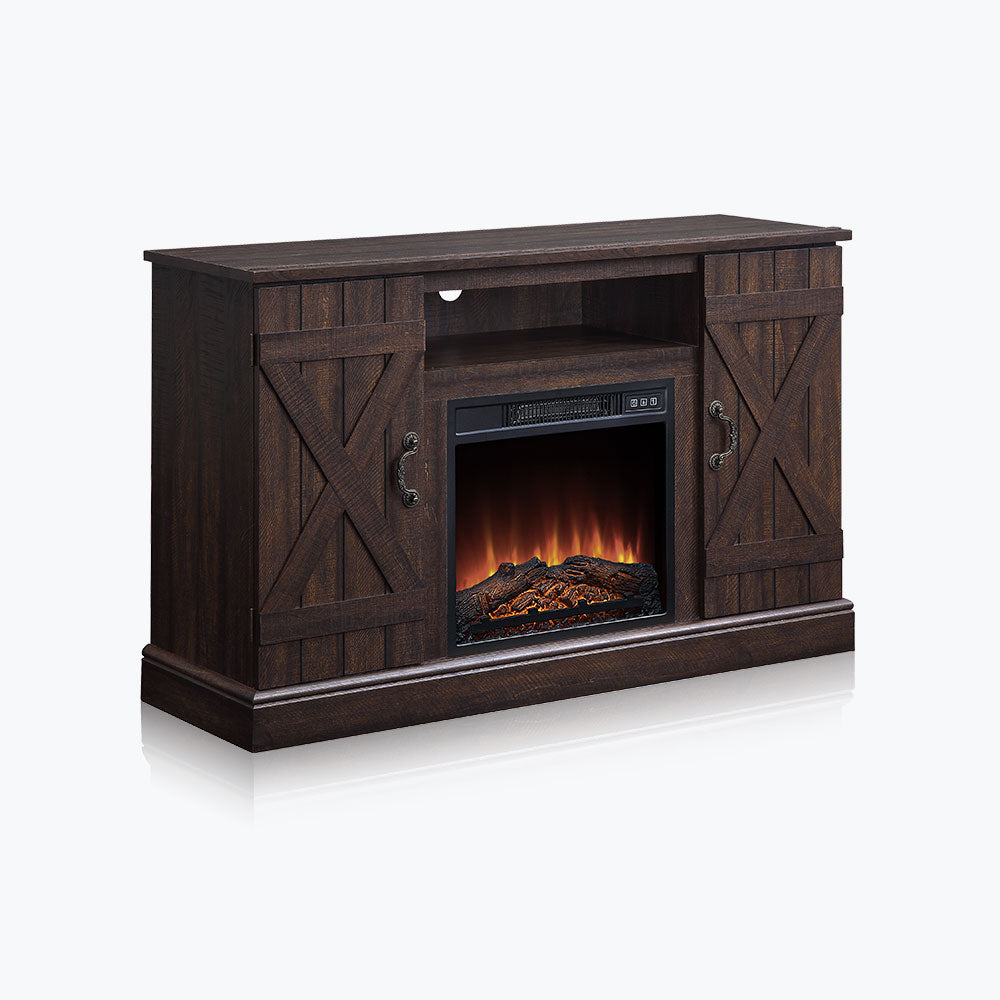 Veropeso 47" Barn Door Farmhouse Fireplace TV Stand