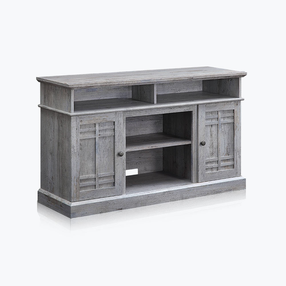 Norrell 48" Wood Grid Door Farmhouse Fireplace TV Stand