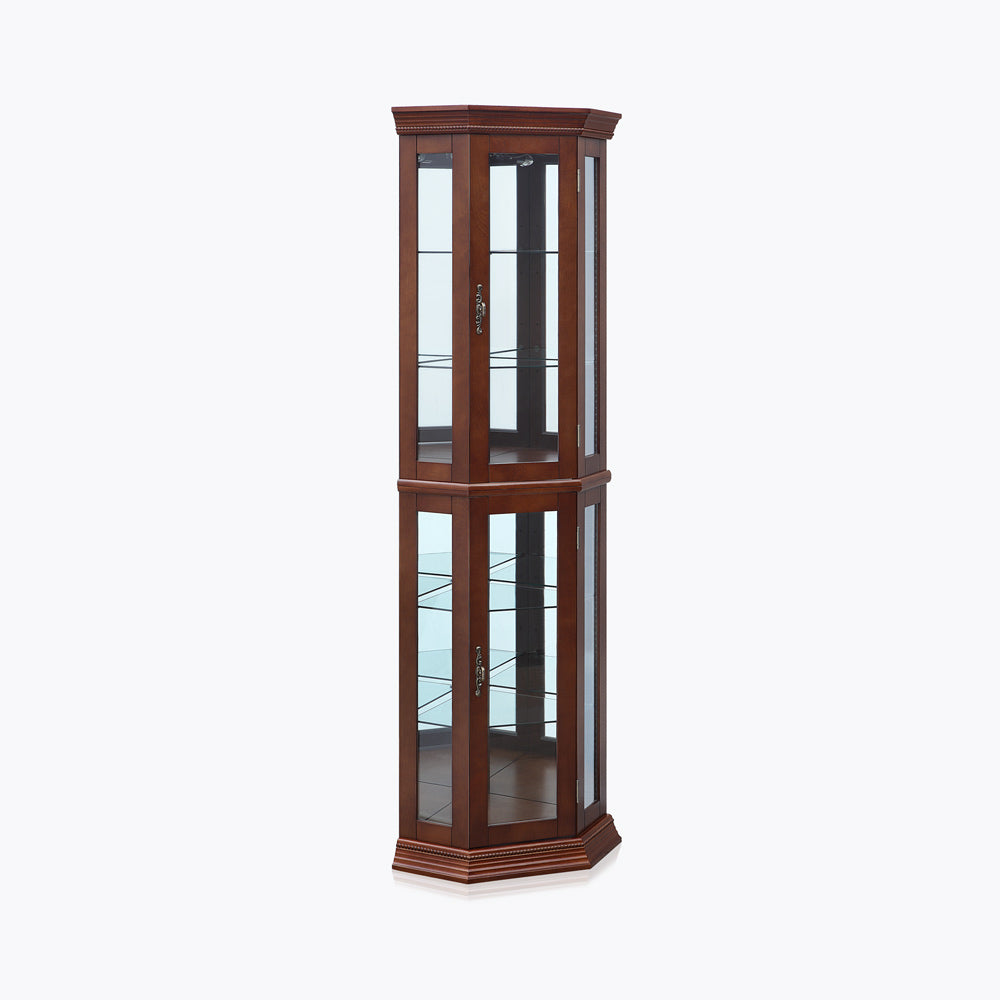 Lorona 70" Tall Glass Door Corner Curio Cabinet