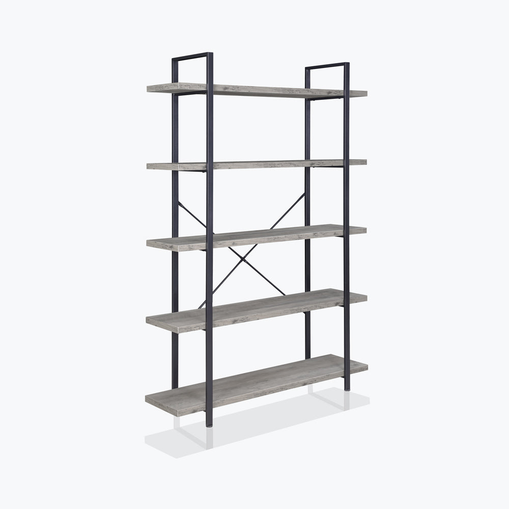 70" Tall 5-Tier Industrial Bookshelf