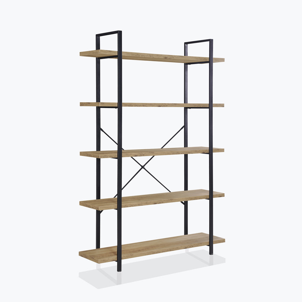 70" Tall 5-Tier Industrial Bookshelf