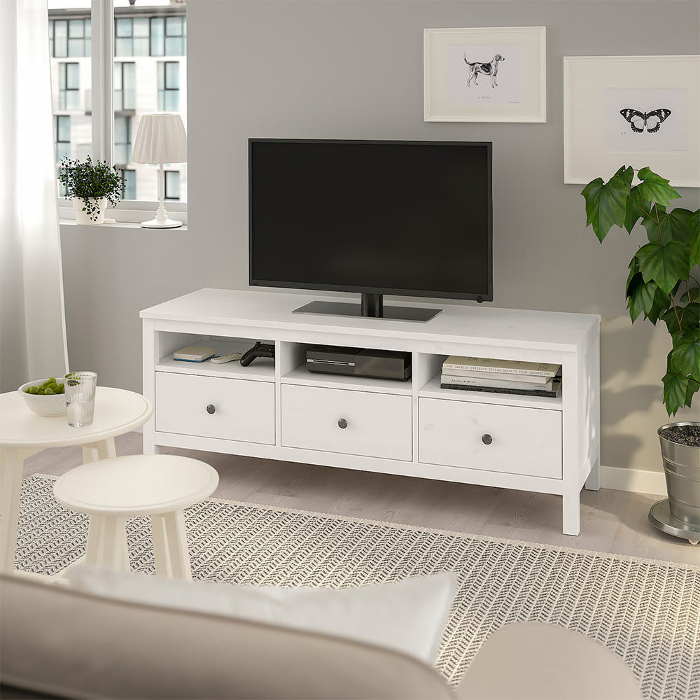 3 Drawer White TV Stand