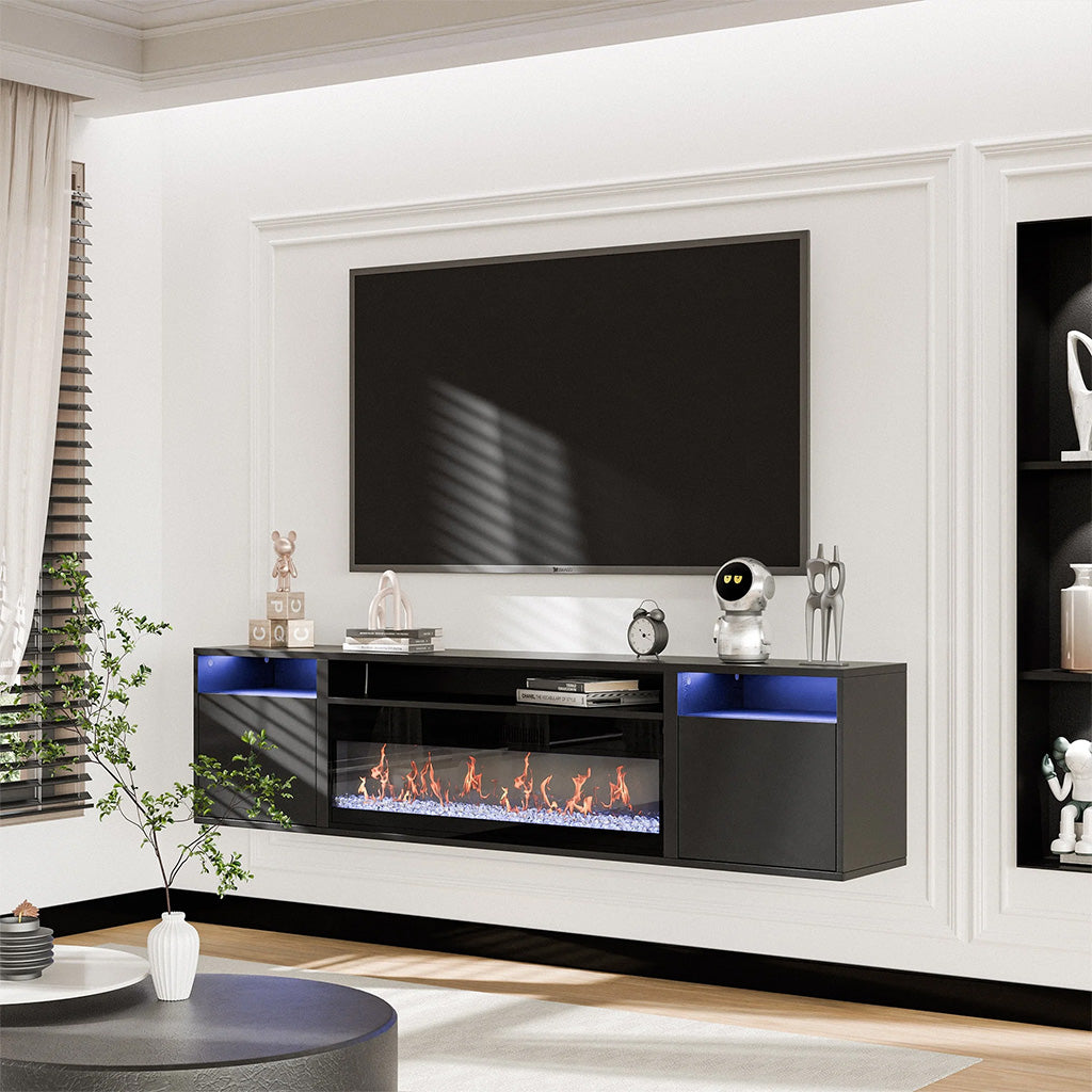 70inch Floating TV Stand with Fireplace