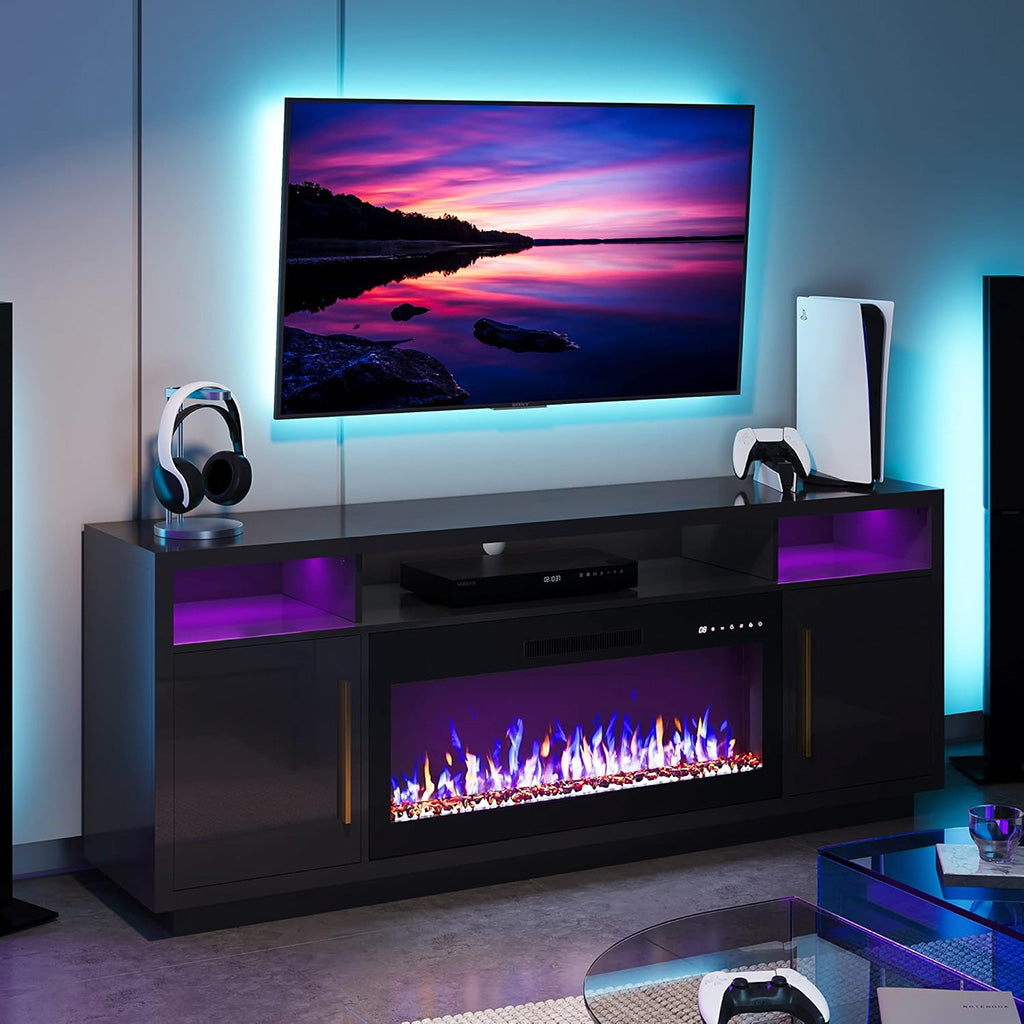 BELLEZE 70 Fireplace TV Stand for TVs Up to 80