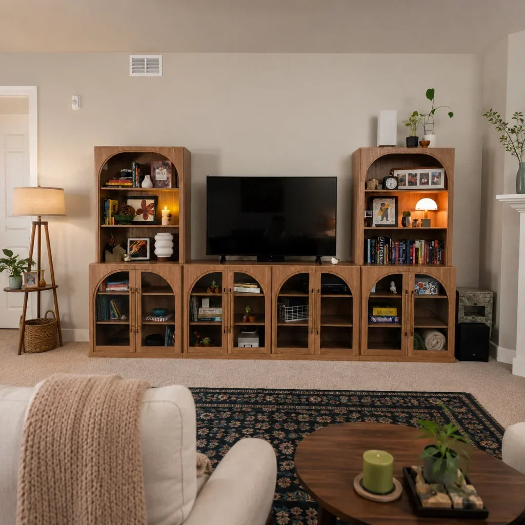 Bookshelf storage in small living room
