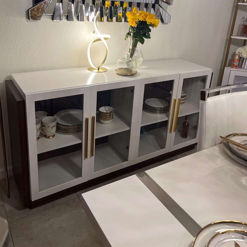 Glass-door sideboard and dining table