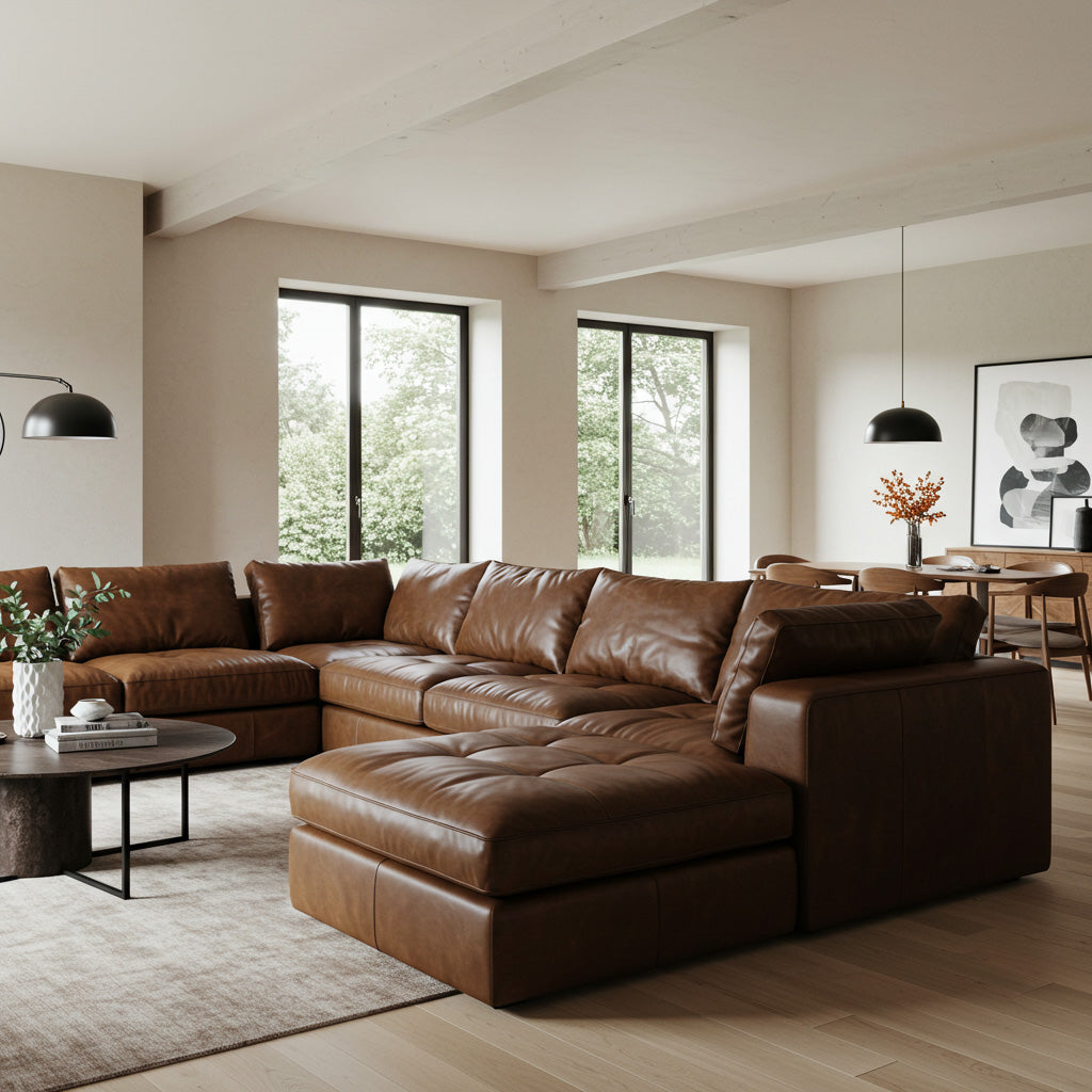 Leather sectional sofa