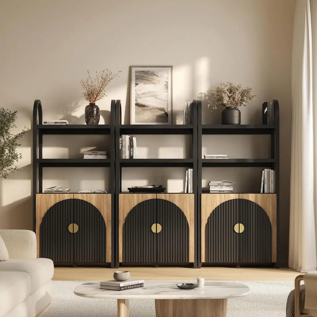 Modular bookcase wall in living room