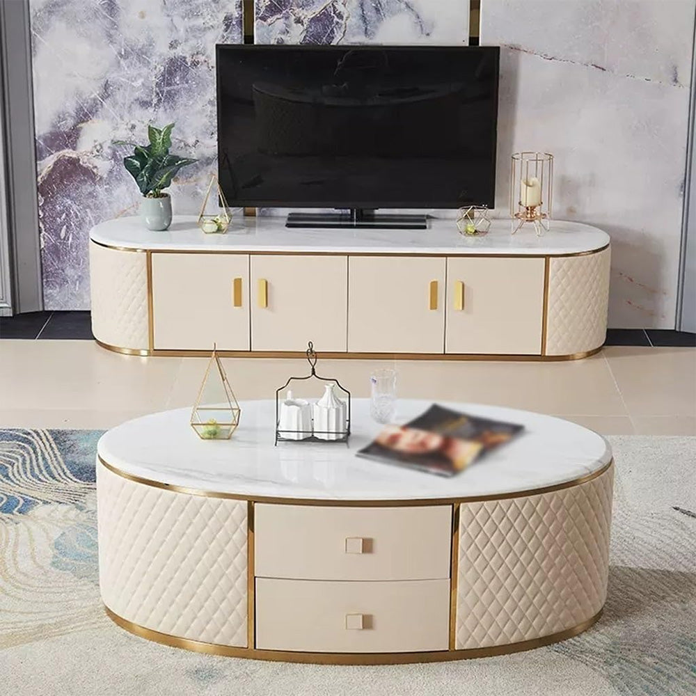 Oval TV stand and coffee table