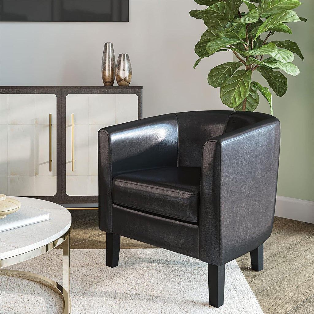 Leather Barrel Chair for Small Spaces