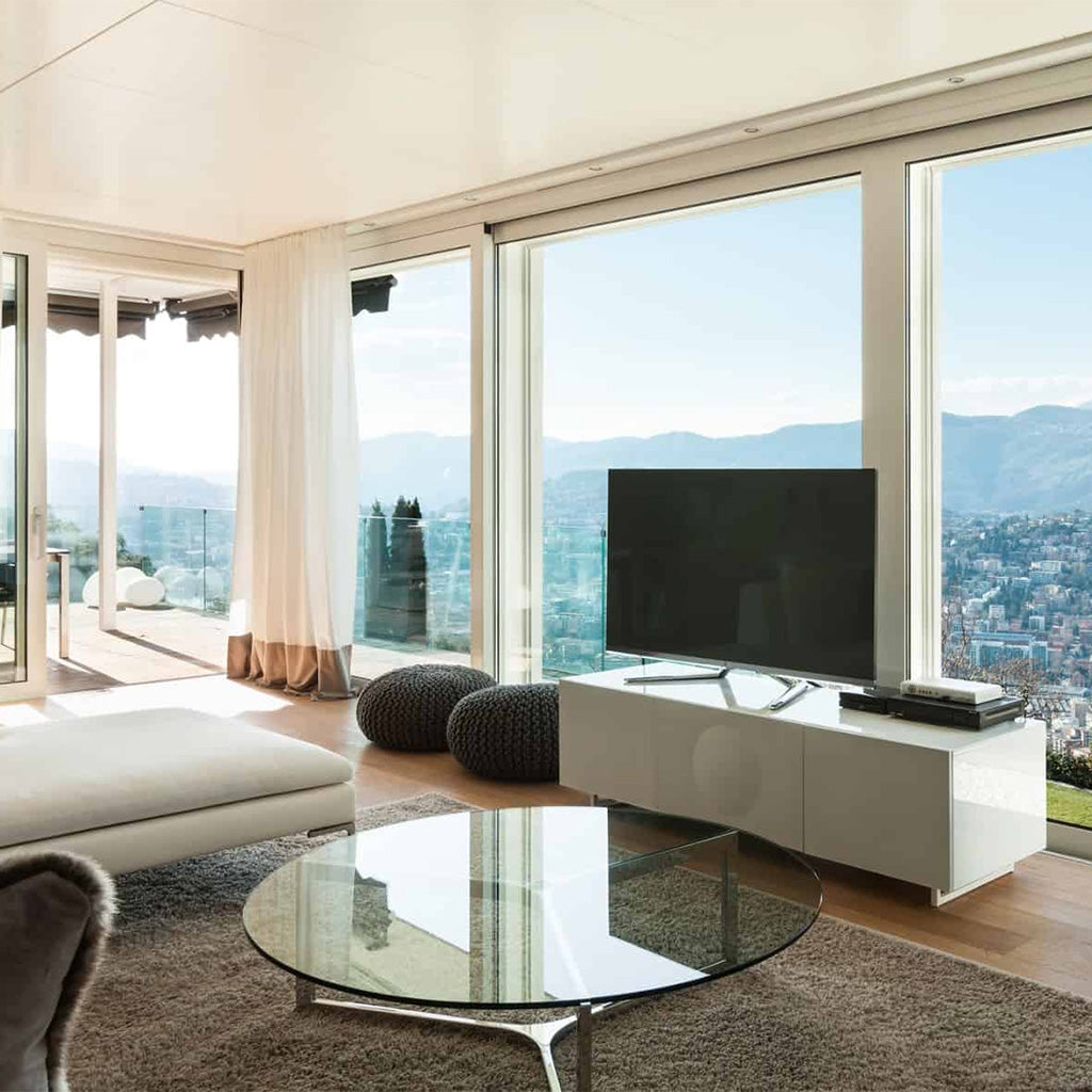 tv in front of window
