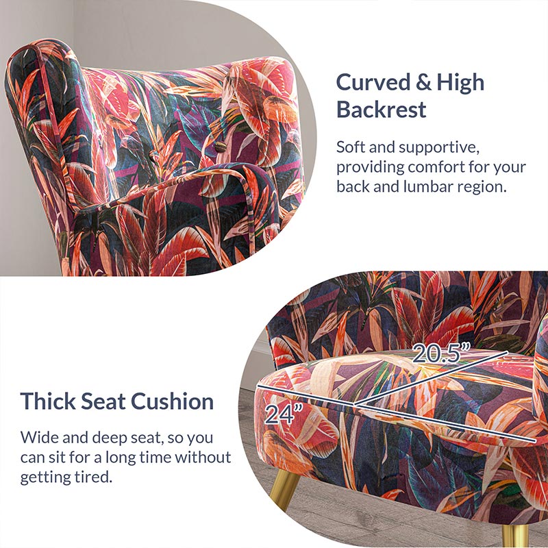 Holland Red Floral Velvet Accent Chair