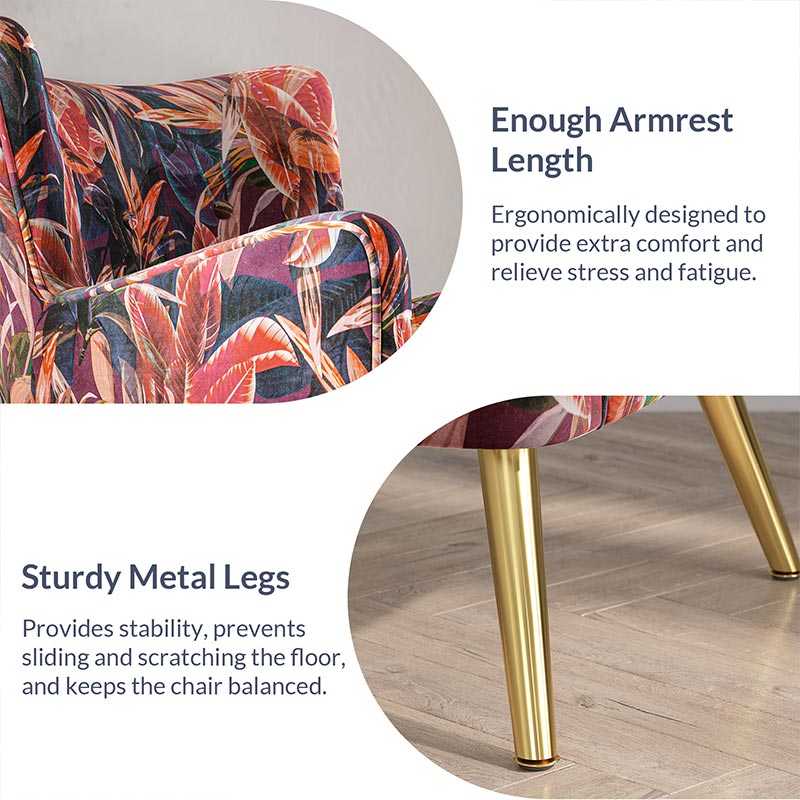 Holland Red Floral Velvet Accent Chair