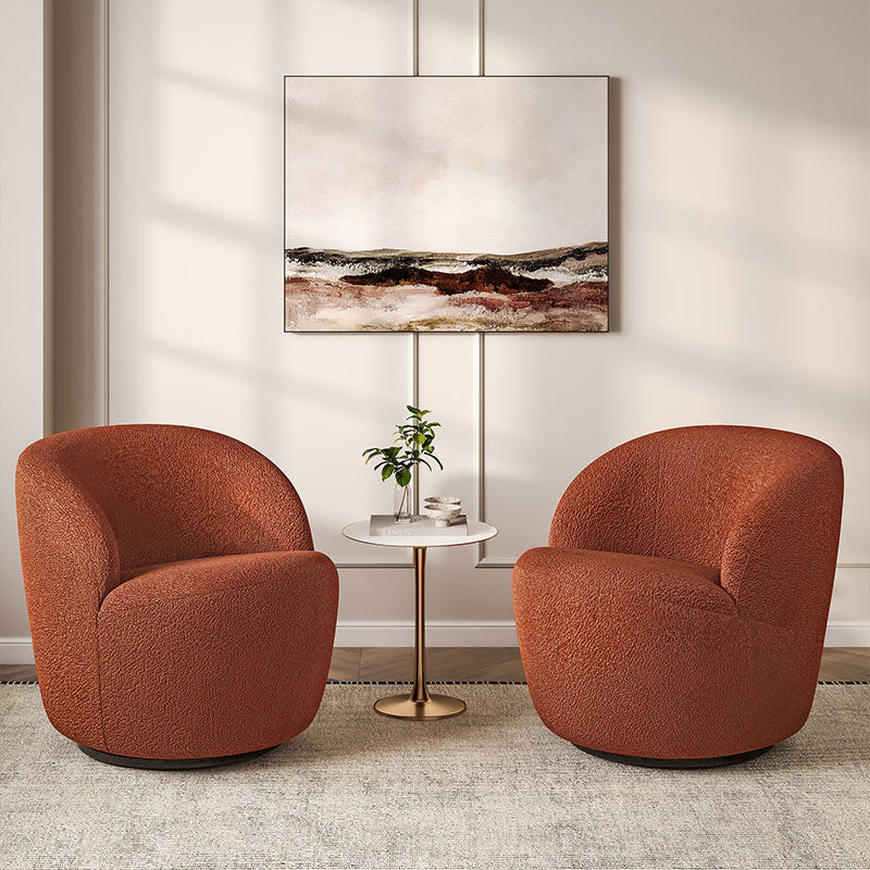 Slate Orange Velvet Upholstered Swivel Barrel Chair