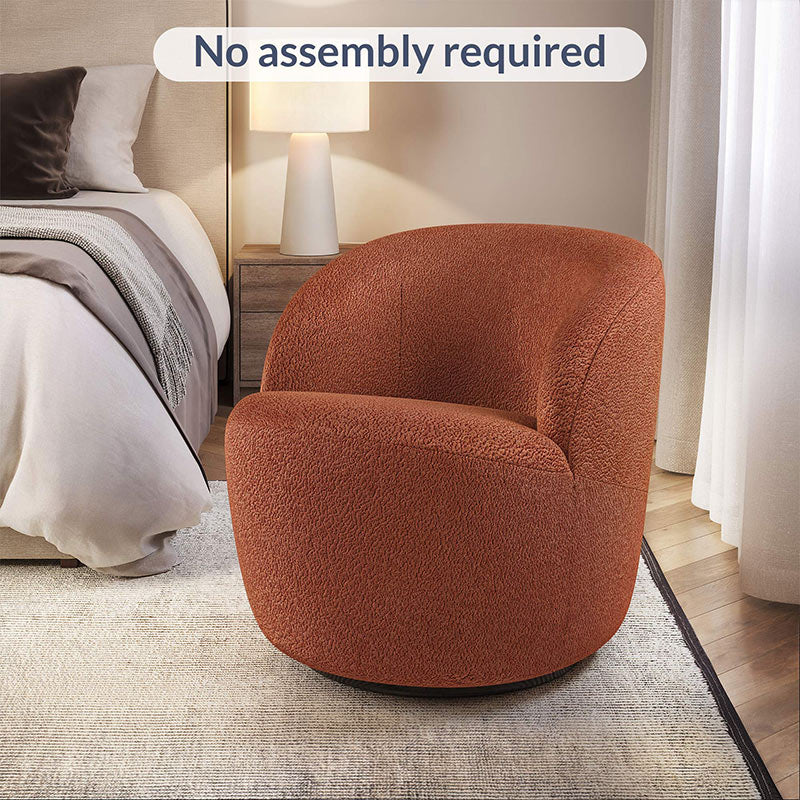 Slate Orange Velvet Upholstered Swivel Barrel Chair