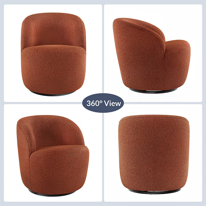 Slate Orange Velvet Upholstered Swivel Barrel Chair