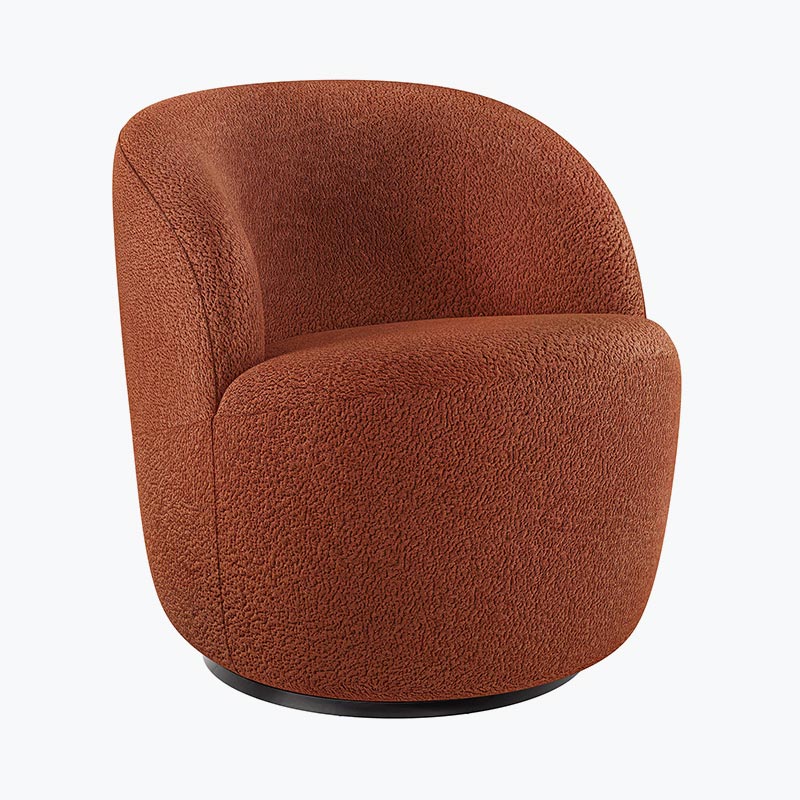 Slate Orange Velvet Upholstered Swivel Barrel Chair