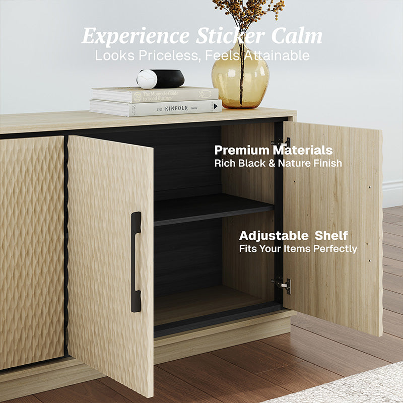 65-Inch Embossed Buffet Cabinet with Storage