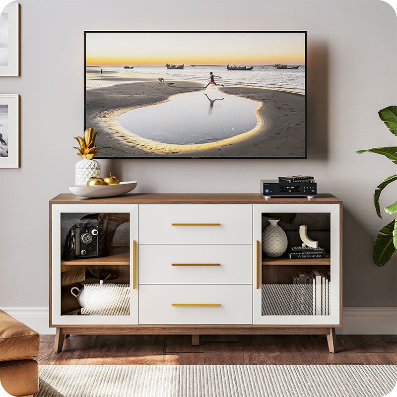 White and Brown Mid-Century Modern Sideboard