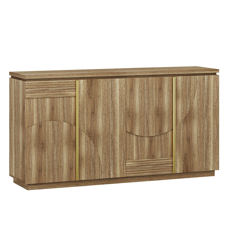 62" Mid-Century Arched Wood Buffet Cabinet with Storage