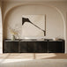 Delphi Faux Marble Top Black Fluted TV Stand Set (3-Piece)