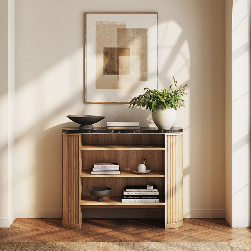 Jagger 44" Fluted Console Table with Black Marble Top