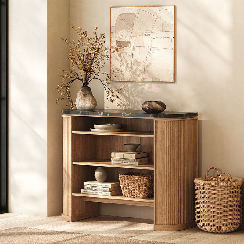 Jagger 44" Fluted Console Table with Black Marble Top