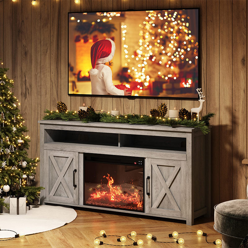 Corin Farmhouse TV Stand with Fireplace