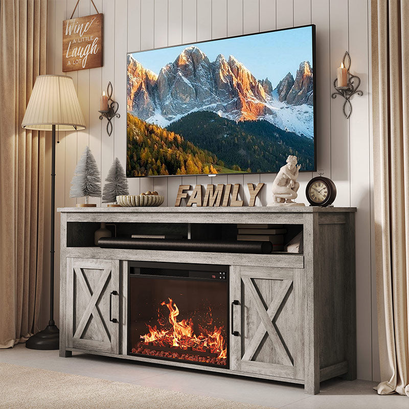 Corin Farmhouse TV Stand with Fireplace