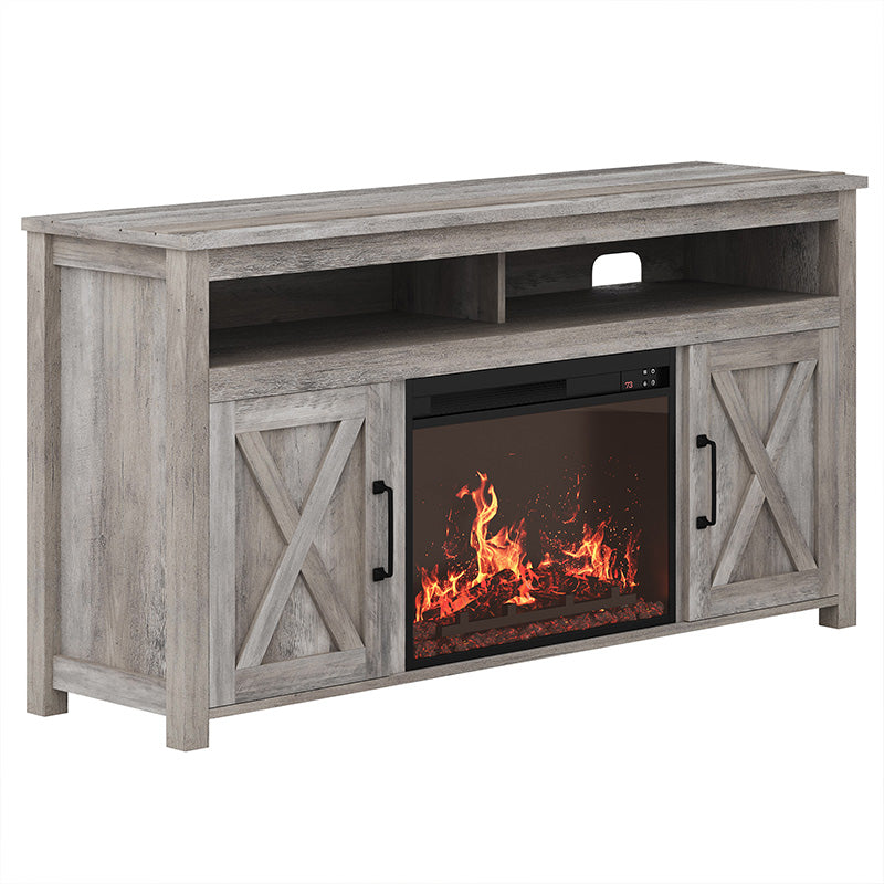 Corin Farmhouse TV Stand with Fireplace