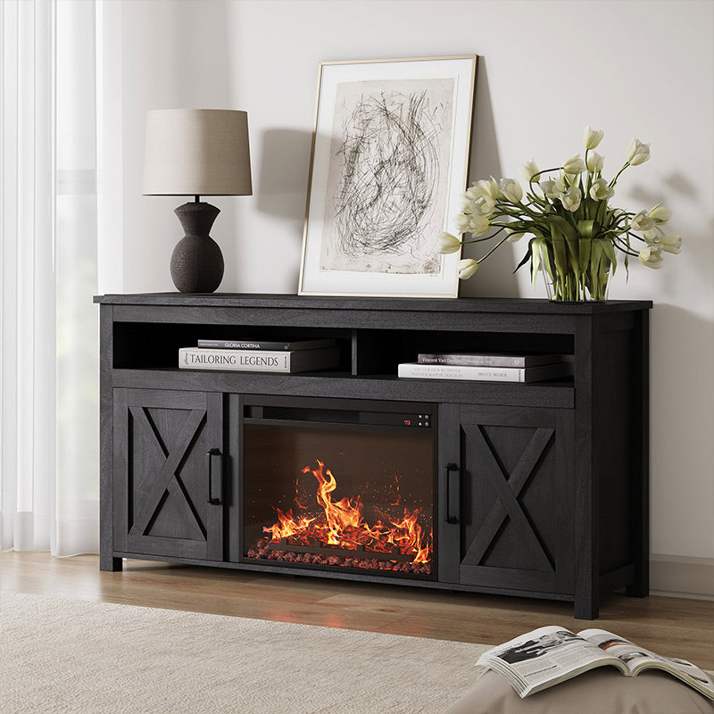 Corin Farmhouse TV Stand with Fireplace