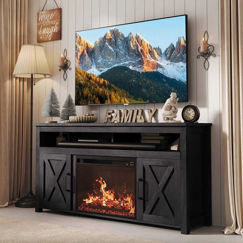 Corin Farmhouse TV Stand with Fireplace