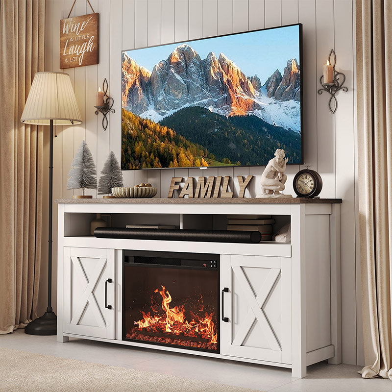 Corin Farmhouse TV Stand with Fireplace