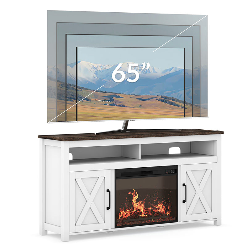 Corin Farmhouse TV Stand with Fireplace