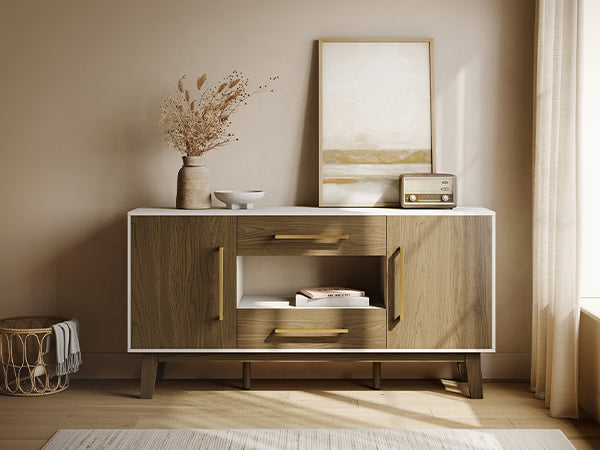 Walnut and White Mid-Century Modern Sideboard