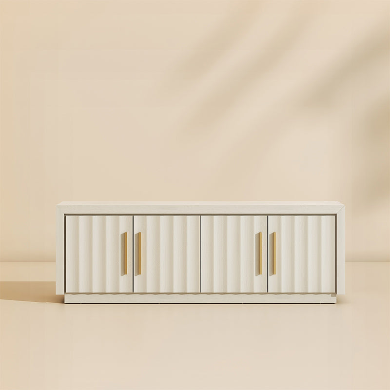 Libra 68" White Modern TV Stand with Wave-Pattern Doors