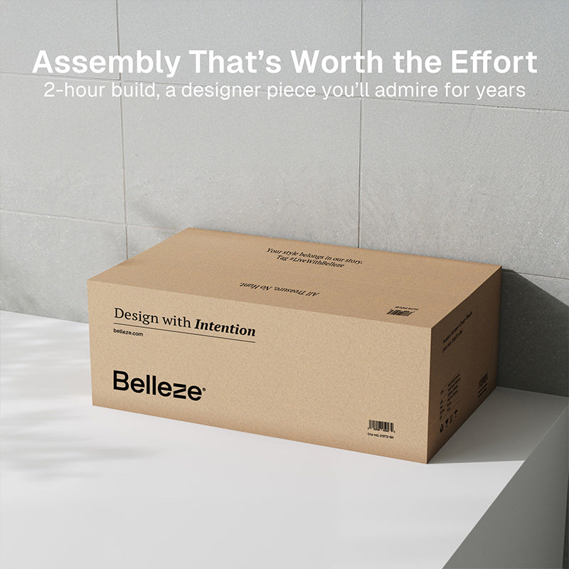 BELLEZE New Port 31.5" 5-Drawer Chest, Rose Gold Handles, Tall Cabinet
