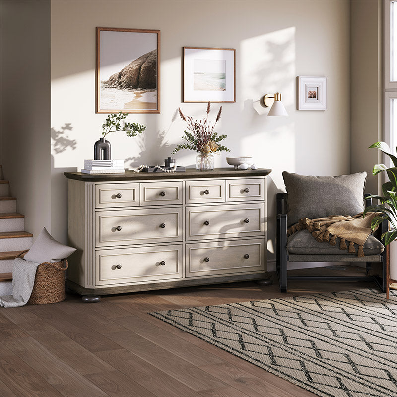 31" Rustic Farmhouse 6-Drawer Dresser, Bedside Storage Cabinet
