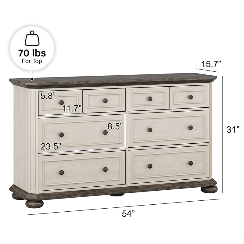 31" Rustic Farmhouse 6-Drawer Dresser, Bedside Storage Cabinet