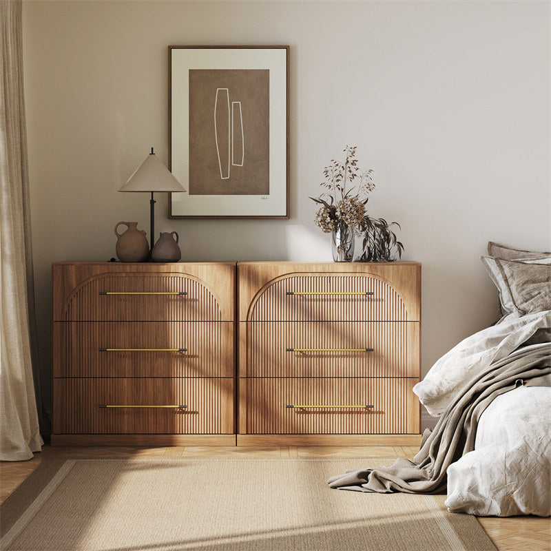 Jagger Fluted 3-Drawer Dressers, Set of 2